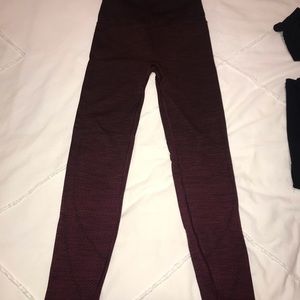 Cold weather running tights, high rise, maroon